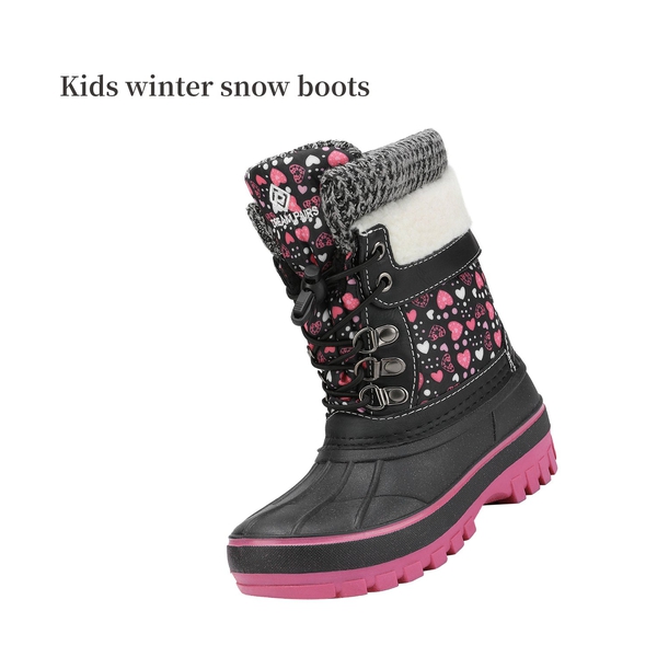 Insulated Snow Kids Waterproof Boots - BLACK FUXIA - 2